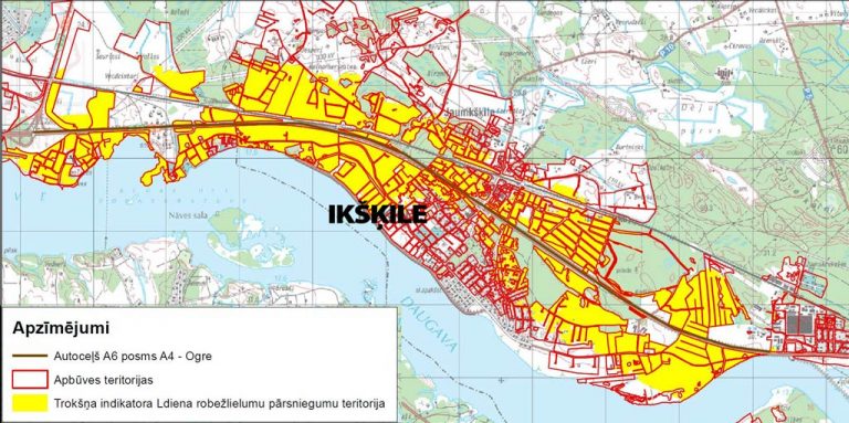 Dienas pieļaujamo trokšņu lielumu robežbarjeru pārsniegumi Ikšķiles pilsetā