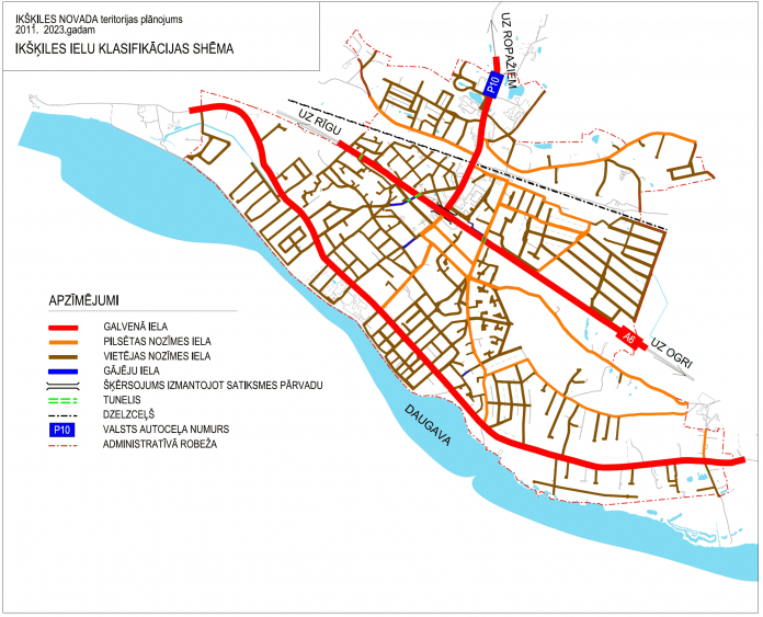 Ikšķiles ielu klasifikācijas shēma. 2011-2023.gads