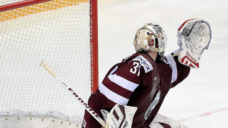Edgars Masalskis IIHF 2015 LAT vs CAN. Photo: Jonathan Nackstrand AFP