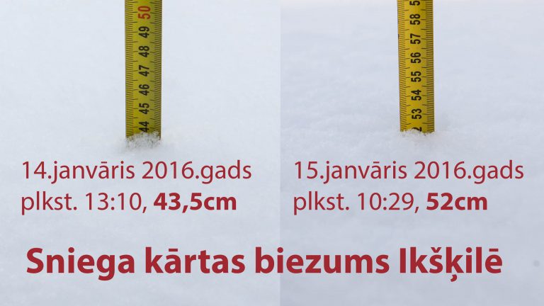 15.janvāris 2016.gads. Sniega kārtas biezums Ikšķilē, 52cm