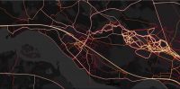 Velo aktivitātes, Ikšķiles novads. Ekrānšāviņš Strava Heat map Ikšķiles novads